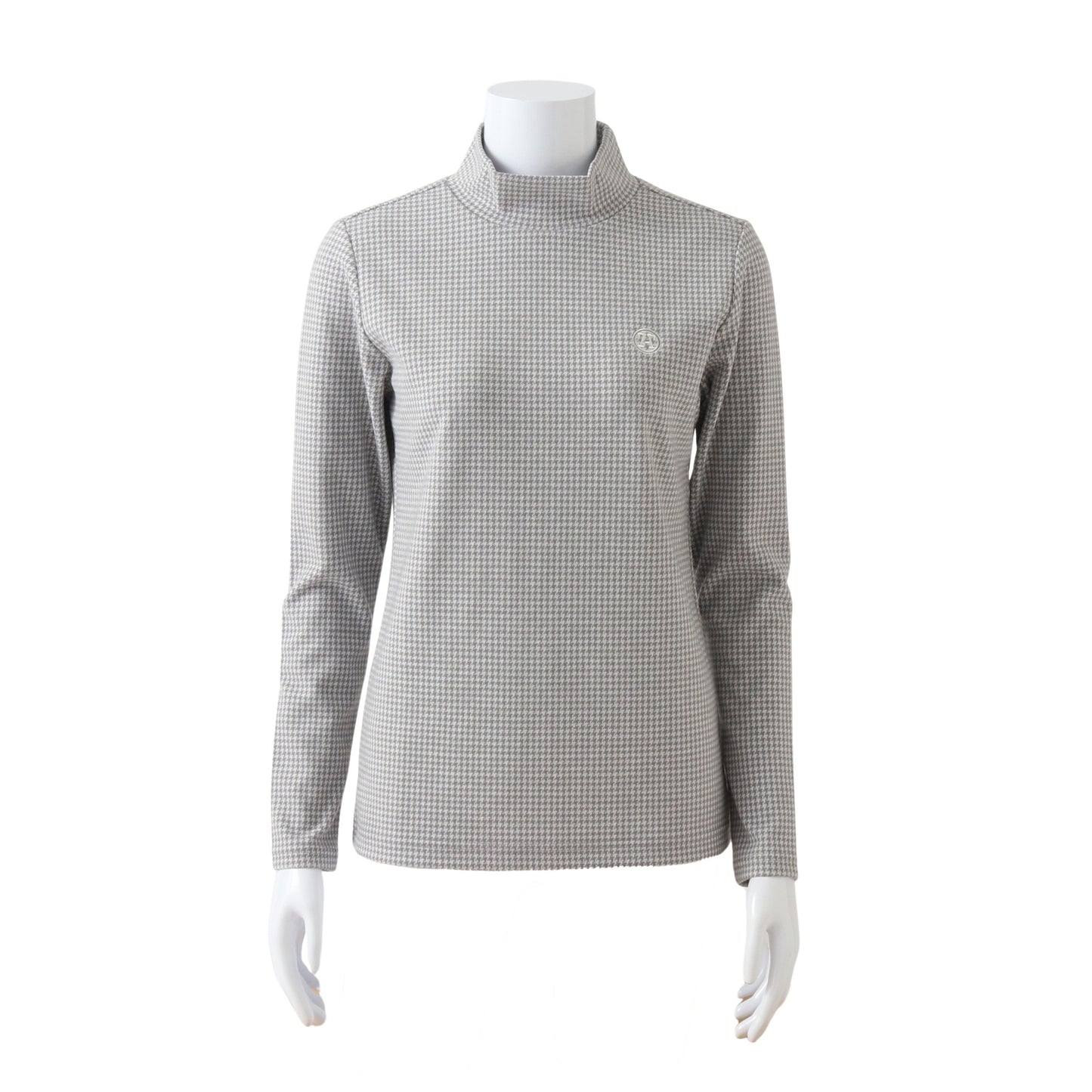 【WOMEN】ハウンドトゥース タートルネック GRY